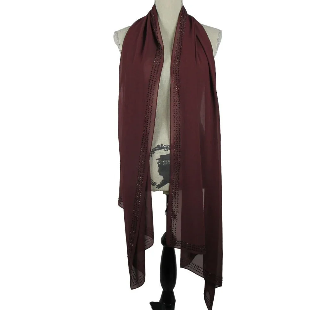 White House Black Market Wrap Scarf Sheer Embellished NEW $89 Romantic Feminine